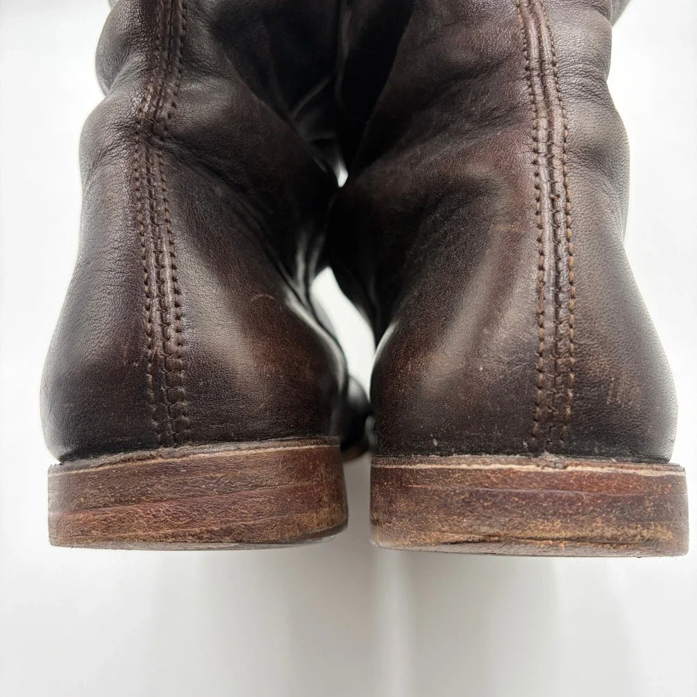 Frye Paige Buckle Tall Riding Leather Boots Women 10 Equestrian Old Money Preppy